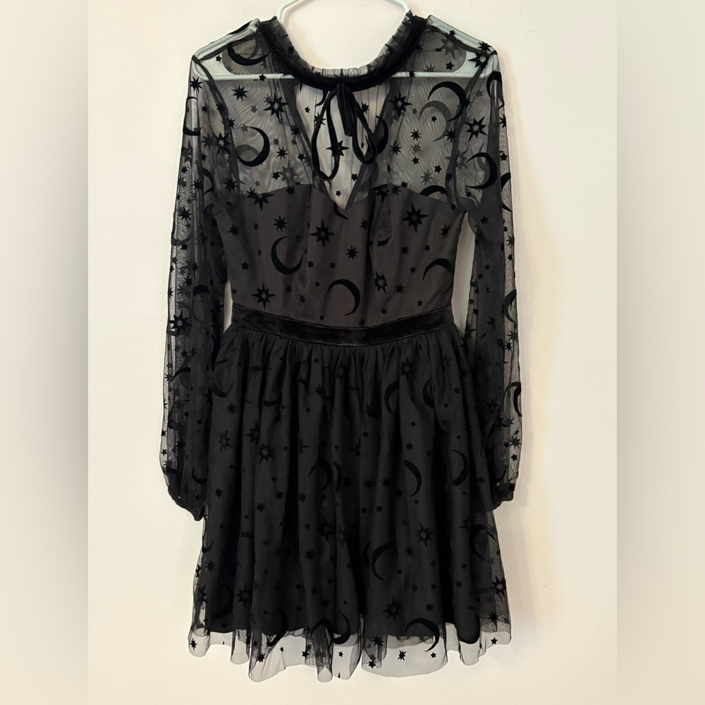 Unique Vintage Celestial Black Witchy Dress